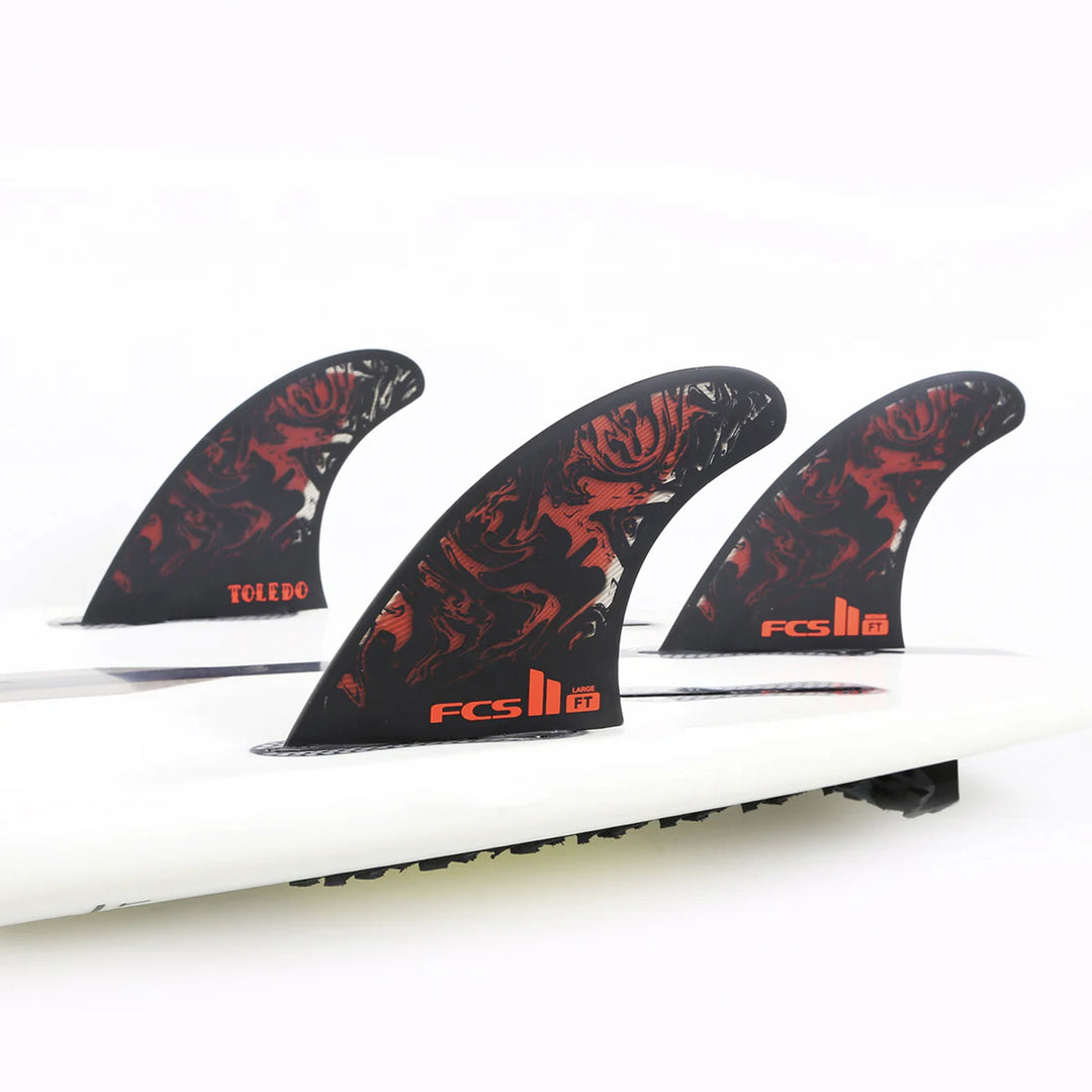 FCS II Filipe Toledo PC Aircore Tri Fins Black/Red - Large