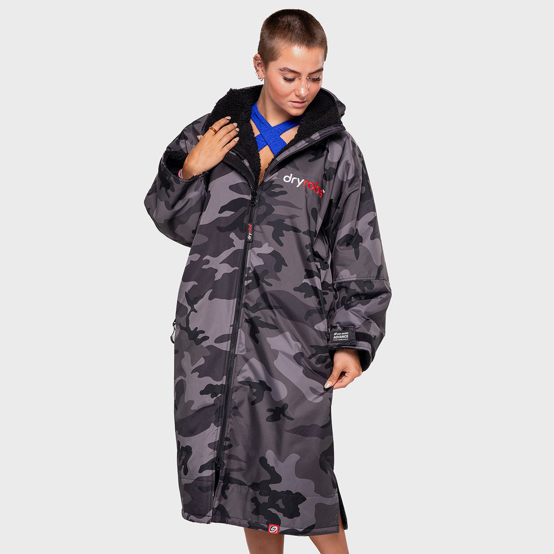 Dryrobe Advance Long Sleeve Change Robe V3 - Black Camouflage/Black